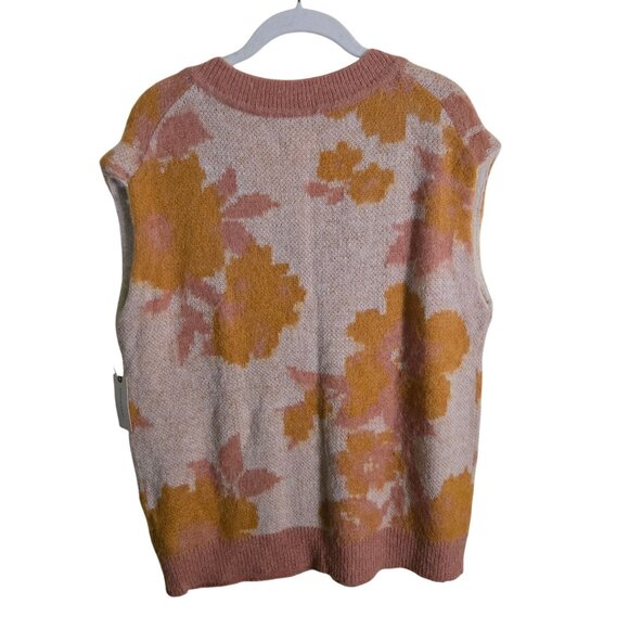 Anthropologie Maeve NWT V-Neck Loopy Floral Sweater Vest Oversized Size XS - Picture 3 of 10